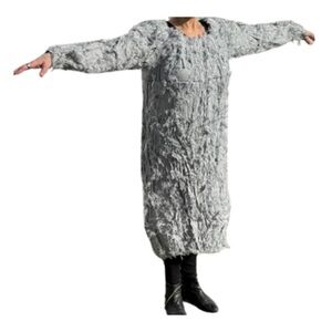 Julia Allert Textured Fleecy Dress Gray Long Sleeve Avant Garde EU XXL